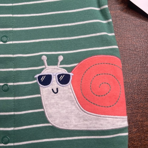 NWT TWINS 6M o 18M snail romper carters shortalls - Picture 4 of 6